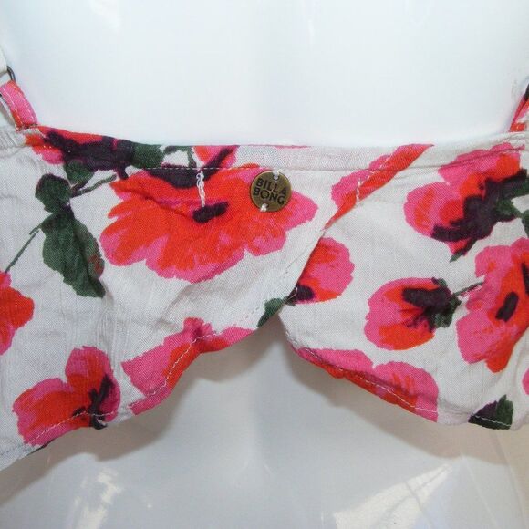 BILLABONG Swim cover/Camisole, M, Cropped, White/Red Floral, Straps - Picture 5 of 11